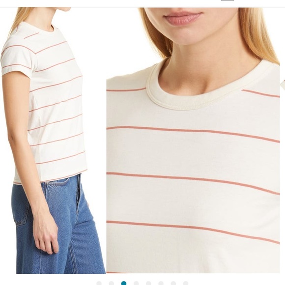 NWT rag & bone The Stripe Organic Cotton T-Shirt in Rust - Picture 12 of 13